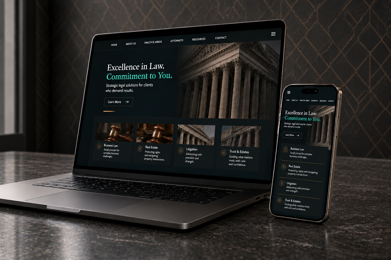 Example law firm website homepage
